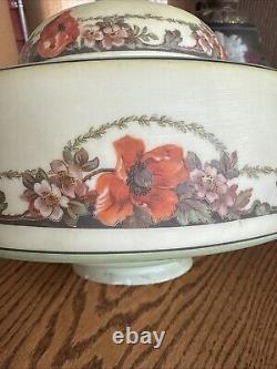 Antique Art Deco Floral Flush Mount Light Shade Poppies Flowers