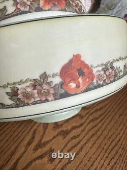 Antique Art Deco Floral Flush Mount Light Shade Poppies Flowers