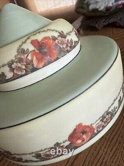 Antique Art Deco Floral Flush Mount Light Shade Poppies Flowers