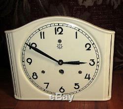 Antique Art Deco German Junghans Kitchen Desktop And Wall Porcelain Clock Watch