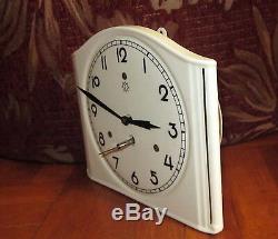 Antique Art Deco German Junghans Kitchen Desktop And Wall Porcelain Clock Watch