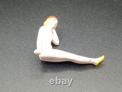 Antique Art Deco German Nude Bathing Beauty Flapper Mini Figurine Very Nice