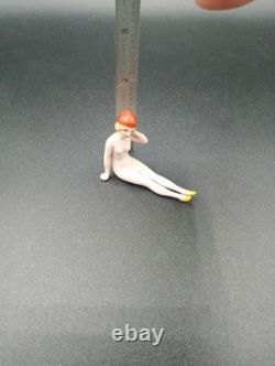 Antique Art Deco German Nude Bathing Beauty Flapper Mini Figurine Very Nice