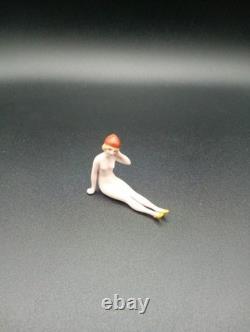 Antique Art Deco German Nude Bathing Beauty Flapper Mini Figurine Very Nice