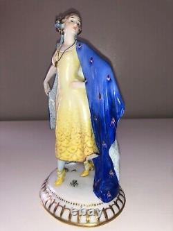 Antique Art Deco German Porcelain Lady Woman Figurine Figure E. A. Muller Dresden