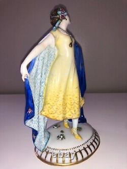 Antique Art Deco German Porcelain Lady Woman Figurine Figure E. A. Muller Dresden