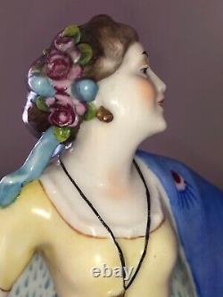 Antique Art Deco German Porcelain Lady Woman Figurine Figure E. A. Muller Dresden