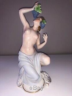Antique Art Deco German Porcelain Nude Lady Woman Maiden Grapes Figurine Figure
