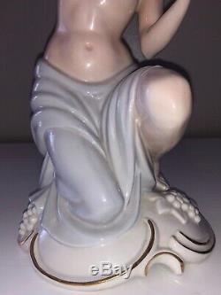 Antique Art Deco German Porcelain Nude Lady Woman Maiden Grapes Figurine Figure