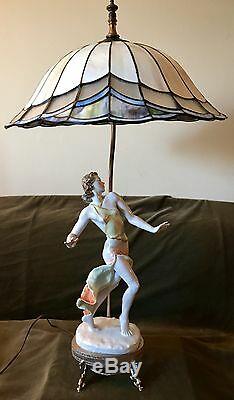 Antique Art Deco German Rosenthal Porcelain Figurine Lamp