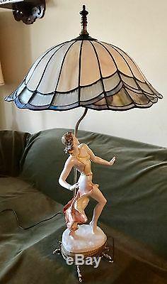 Antique Art Deco German Rosenthal Porcelain Figurine Lamp