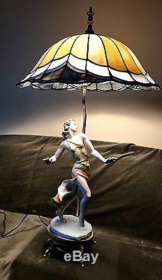 Antique Art Deco German Rosenthal Porcelain Figurine Lamp