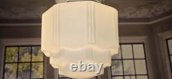 Antique Art Deco Glass Porcelain Skyscraper Ceiling Light Fixture Bath kitchen