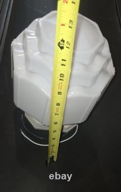 Antique Art Deco Glass Porcelain Skyscraper Ceiling Light Fixture Bath kitchen