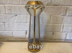 Antique Art Deco Glass Vase with Gold Swirl and Raised White Enamel Decorations