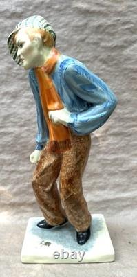 Antique Art Deco Goldspenser/Hermine Rauch Ceramic Boy Sculpture Austria/1930s