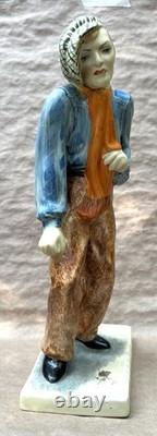 Antique Art Deco Goldspenser/Hermine Rauch Ceramic Boy Sculpture Austria/1930s