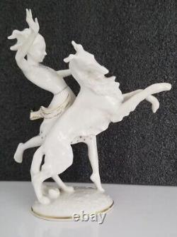 Antique Art Deco HUTCHENREUTHER German Porcelain girl w Borzoi DOG Figurine