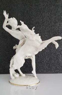 Antique Art Deco HUTCHENREUTHER German Porcelain girl w Borzoi DOG Figurine