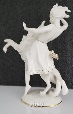 Antique Art Deco HUTCHENREUTHER German Porcelain girl w Borzoi DOG Figurine