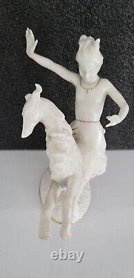 Antique Art Deco HUTCHENREUTHER German Porcelain girl w Borzoi DOG Figurine