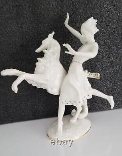 Antique Art Deco HUTCHENREUTHER German Porcelain girl w Borzoi DOG Figurine