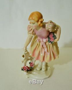 Antique Art Deco Karl Ens Germany Porcelain Girl Watering Figurine