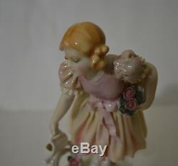 Antique Art Deco Karl Ens Germany Porcelain Girl Watering Figurine