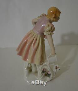 Antique Art Deco Karl Ens Germany Porcelain Girl Watering Figurine