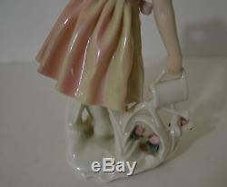 Antique Art Deco Karl Ens Germany Porcelain Girl Watering Figurine