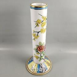 Antique Art Deco Nippon Hand Painted Lotus Floral Porcelain Stick Vase