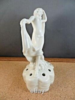 Antique Art Deco Nouveau 5615 Semi Nude Woman Dancer Flower Frog Figurine 6 B3