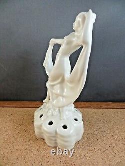 Antique Art Deco Nouveau 5615 Semi Nude Woman Dancer Flower Frog Figurine 6 B3