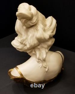 Antique Art Deco Nouveau Bust of a Woman Gilt White Porcelain Germany