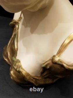 Antique Art Deco Nouveau Bust of a Woman Gilt White Porcelain Germany