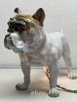 Antique Art Deco Nouveau Pug Bulldog Ernst Bohne Dresden Porcelain Boudoir Lamp