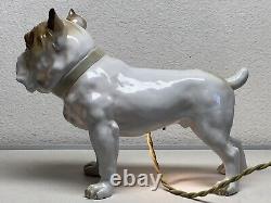 Antique Art Deco Nouveau Pug Bulldog Ernst Bohne Dresden Porcelain Boudoir Lamp