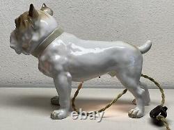 Antique Art Deco Nouveau Pug Bulldog Ernst Bohne Dresden Porcelain Boudoir Lamp