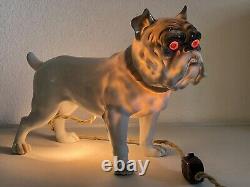 Antique Art Deco Nouveau Pug Bulldog Ernst Bohne Dresden Porcelain Boudoir Lamp