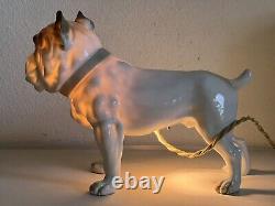 Antique Art Deco Nouveau Pug Bulldog Ernst Bohne Dresden Porcelain Boudoir Lamp