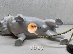 Antique Art Deco Nouveau Pug Bulldog Ernst Bohne Dresden Porcelain Boudoir Lamp