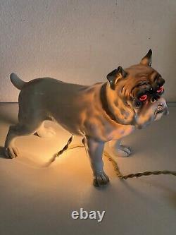 Antique Art Deco Nouveau Pug Bulldog Ernst Bohne Dresden Porcelain Boudoir Lamp