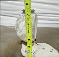Antique Art Deco PORCELAIN BATHROOM LIGHT FIXTURE, SCONCE with Unique Glass Shade
