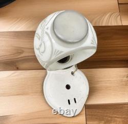 Antique Art Deco PORCELAIN BATHROOM LIGHT FIXTURE, SCONCE with Unique Glass Shade