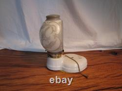 Antique Art Deco PORCELAIN BATHROOM LIGHT FIXTURE, SCONCE with Unique Glass Shade