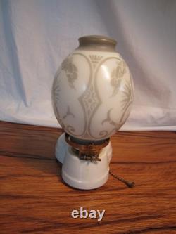 Antique Art Deco PORCELAIN BATHROOM LIGHT FIXTURE, SCONCE with Unique Glass Shade