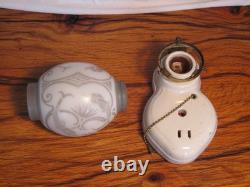 Antique Art Deco PORCELAIN BATHROOM LIGHT FIXTURE, SCONCE with Unique Glass Shade