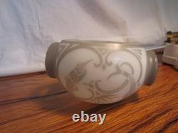 Antique Art Deco PORCELAIN BATHROOM LIGHT FIXTURE, SCONCE with Unique Glass Shade