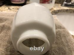 Antique Art Deco Porcelain Bathroom Milk Glass Shade, 1930s
