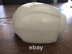 Antique Art Deco Porcelain Bathroom Milk Glass Shade, 1930s
